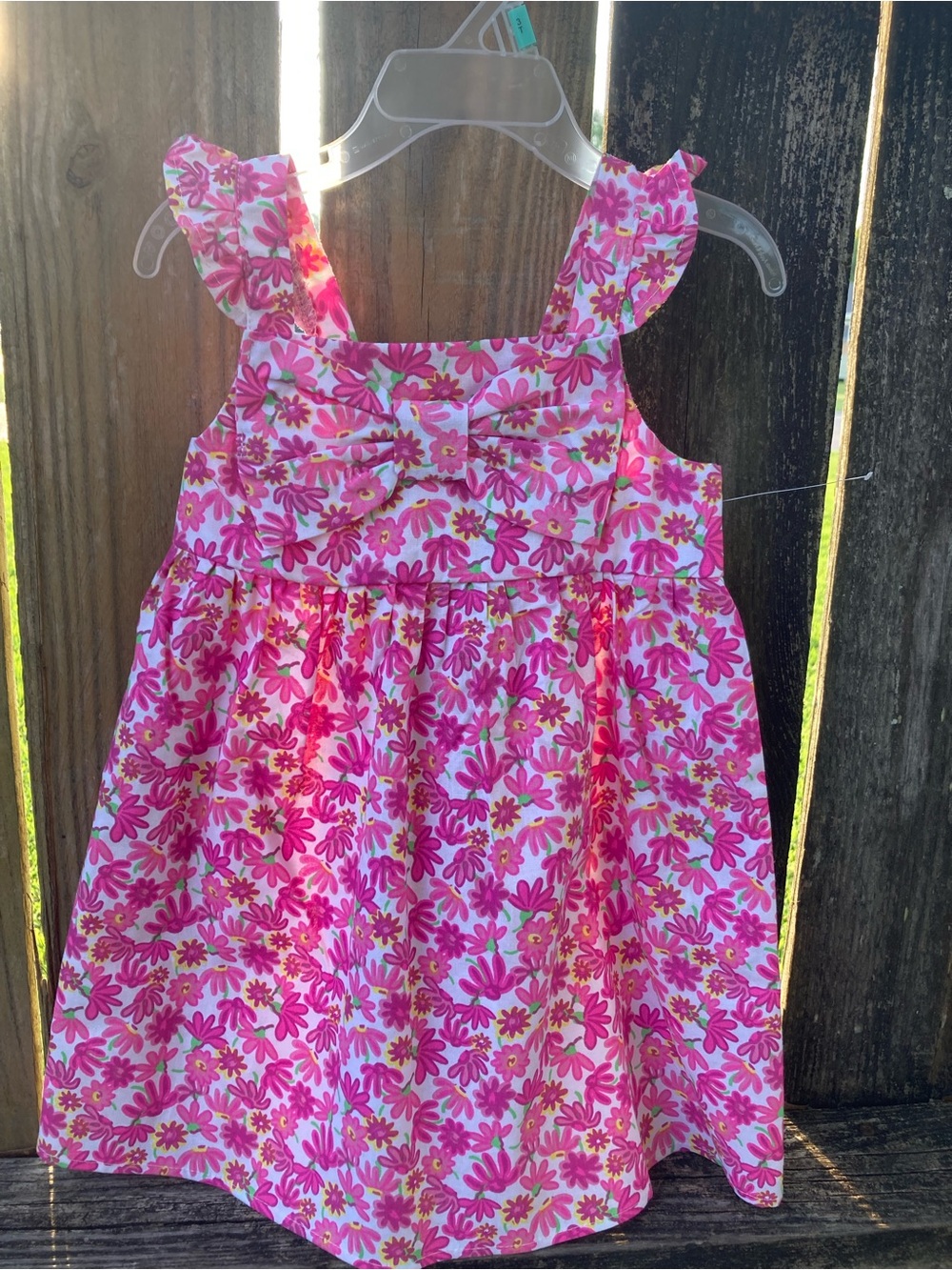 Kidgets Pink Floral Sundress with Bow and Ruffle Straps